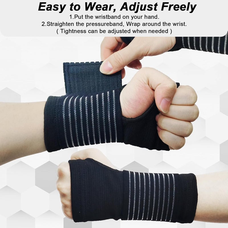 WOXVM 2 Pack Wrist Brace, Compression Wrist Support Splint for Women Men, Adjustable Wrist Strap Compression Wraps Fit Right Left Hand for Fitness, Carpal Tunnel Arthritis, Tendonitis, Wrist Pain - Image 3